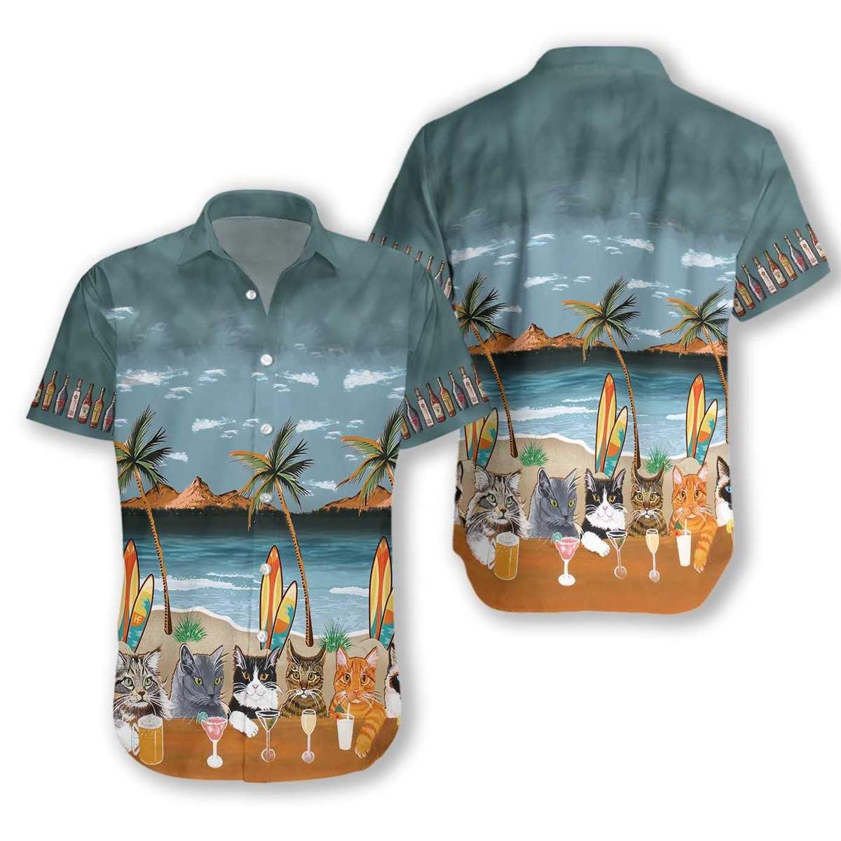 Felacia [Hawaii Shirt] Cat Drinks Alcoholic At Beach Hawaiian Aloha Shirts-ZX2331